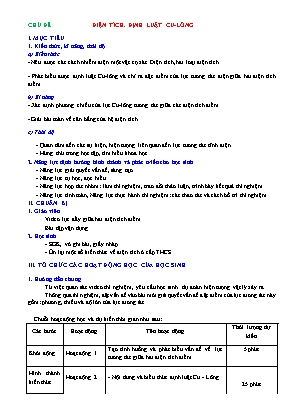 Giáo án Vật lý 11 học kỳ 1 theo phương pháp mới